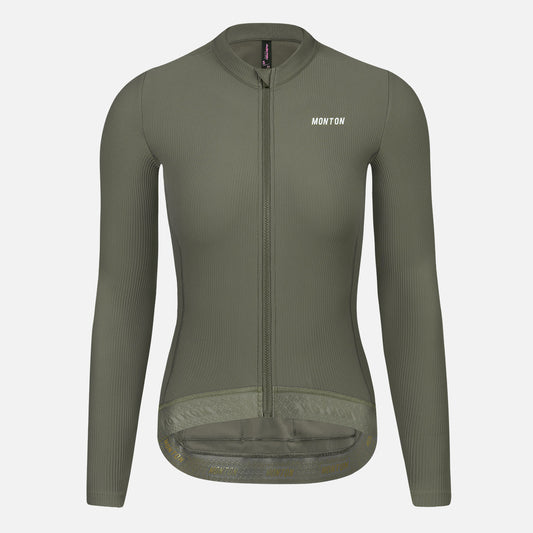 Women's Fleece LS Cycling Jersey RinRui Lunar Green